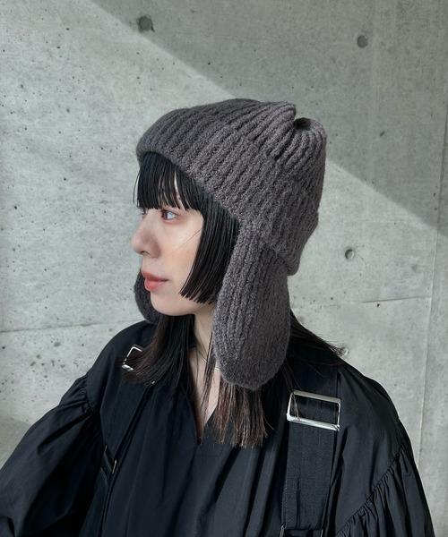 y/m by RIKA（イムバイリカ）の「モヘアタッチフライトニットキャップ（キャップ・レディース・チャコールグレー・FREE）」の9枚目の写真