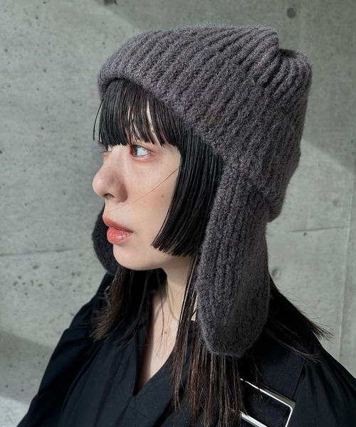 y/m by RIKA（イムバイリカ）の「モヘアタッチフライトニットキャップ（キャップ・レディース・チャコールグレー・FREE）」の10枚目の写真