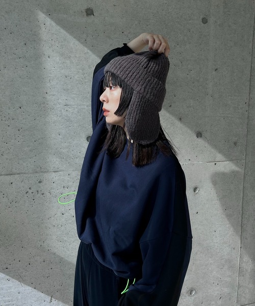 y/m by RIKA（イムバイリカ）の「モヘアタッチフライトニットキャップ（キャップ・レディース・チャコールグレー・FREE）」の14枚目の写真