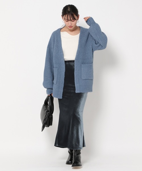 mysty woman(ミスティウーマン)の「ベロアバイアスタイトスカート 981399(スカート・レディース・オレンジ/ネイビー/ブラウン・FREE)」の11枚目の写真