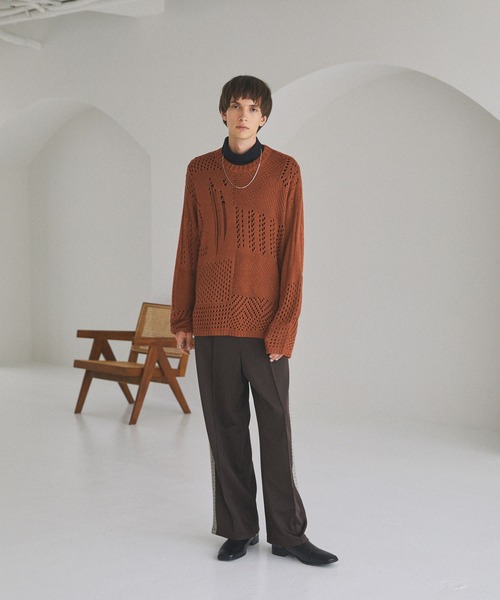 EMMA CLOTHES（エマクローズ）の「クロシェルーズシルエットニットEMMA CLOTHES（ニット/セーター・メンズ・ブラウン/アイボリー/ブラック/オリーブ・M/L）」の5枚目の写真