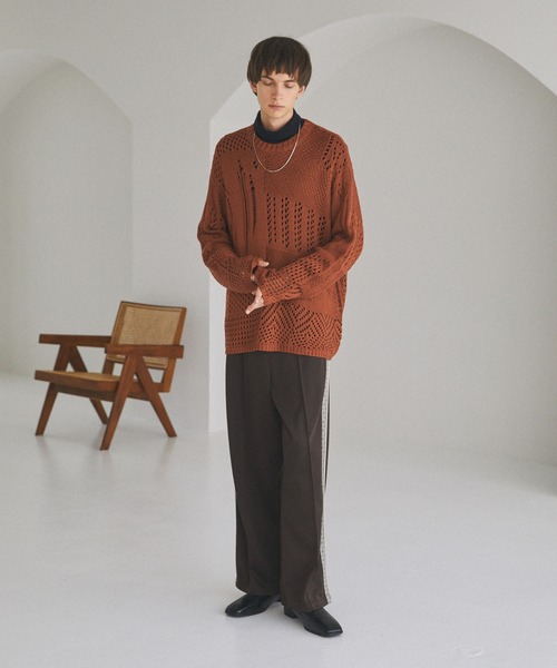 EMMA CLOTHES（エマクローズ）の「クロシェルーズシルエットニットEMMA CLOTHES（ニット/セーター・メンズ・ブラウン/アイボリー/ブラック/オリーブ・M/L）」の9枚目の写真