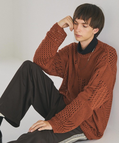 EMMA CLOTHES（エマクローズ）の「クロシェルーズシルエットニットEMMA CLOTHES（ニット/セーター・メンズ・ブラウン/アイボリー/ブラック/オリーブ・M/L）」の11枚目の写真