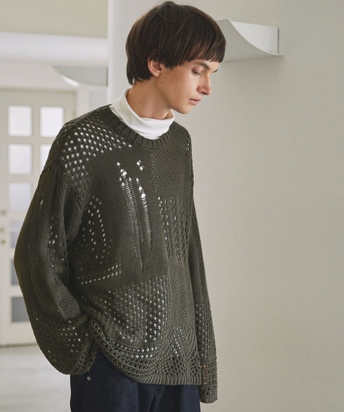 EMMA CLOTHES（エマクローズ）の「クロシェルーズシルエットニットEMMA CLOTHES（ニット/セーター・メンズ・ブラウン/アイボリー/ブラック/オリーブ・M/L）」の16枚目の写真