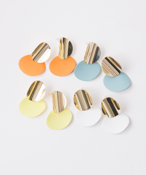 Abahouse Devinette(ドゥヴィネット)の「【sauvage peau 】ラウンドクロスピアス(ピアス(両耳用)・レディース・ブルー/オレンジ/イエロー/ホワイト・フリー)」の17枚目の写真