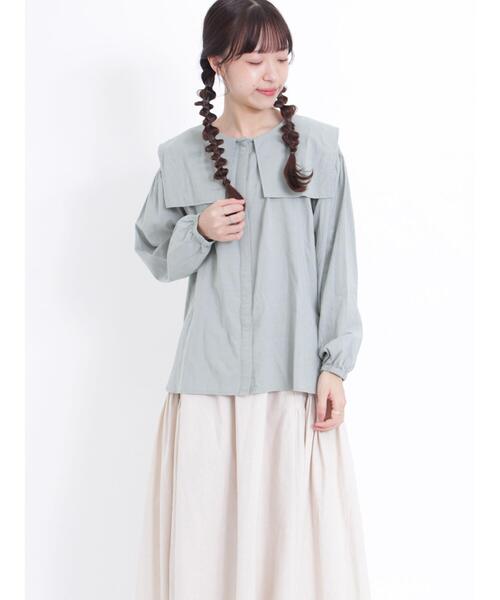 Samansa Mos2（サマンサ モスモス）の「スクエアセーラーカラーブラウス（シャツ/ブラウス・レディース・ブラウン/ブラック/キナリ/ミント・F）」の4枚目の写真