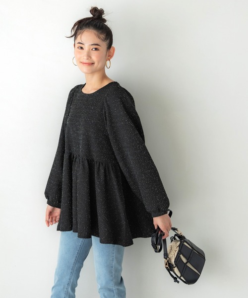 coca（coca）（コカ）の「カットラメツイードウエストギャザートップス（Tシャツ/カットソー・レディース・ブラック・M/L）」の6枚目の写真