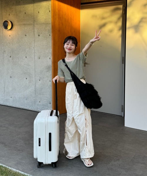 hinari（ヒナリ）の「コンパクトサマーニット（Tシャツ/カットソー・レディース・オレンジ/アイボリー/カーキ・FREE）」の10枚目の写真