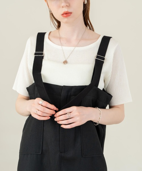 hinari（ヒナリ）の「コンパクトサマーニット（Tシャツ/カットソー・レディース・オレンジ/アイボリー/カーキ・FREE）」の8枚目の写真