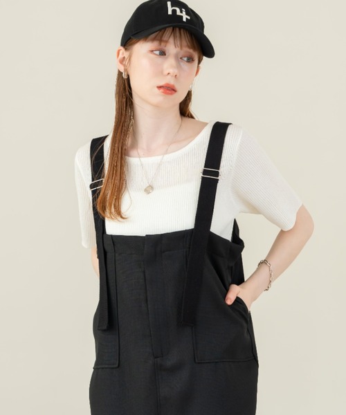 hinari（ヒナリ）の「コンパクトサマーニット（Tシャツ/カットソー・レディース・オレンジ/アイボリー/カーキ・FREE）」の9枚目の写真