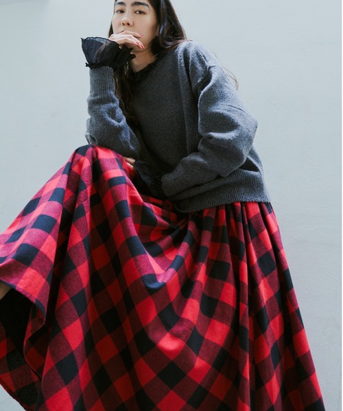 Libra Cue（リブラ キュー）の「ブロックチェックボリュームスカート