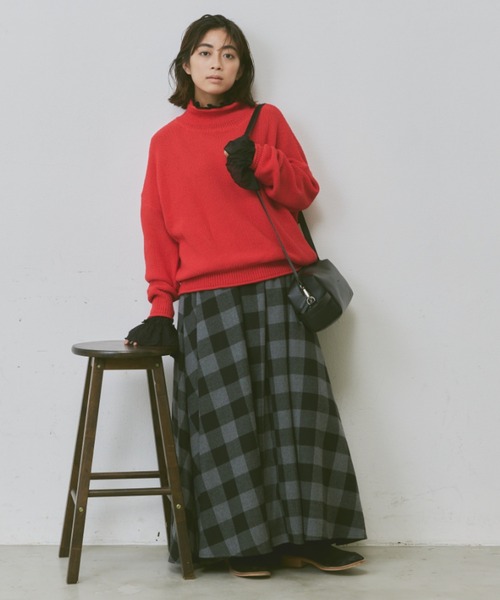 Libra Cue(リブラ キュー)の「ブロックチェックボリュームスカート(スカート・レディース・チャコールグレー/レッド/ブラック・FREE)」の16枚目の写真
