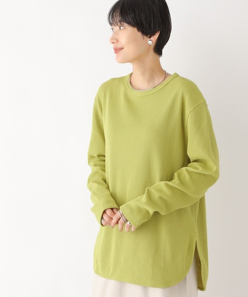 LEPSIM（レプシィム）の「裾ラウンドワッフルプルオーバー　908522（Tシャツ/カットソー・レディース・ホワイト×ブラック/チャコールグレー/ライトグリーン/アイボリー・FREE）」の4枚目の写真