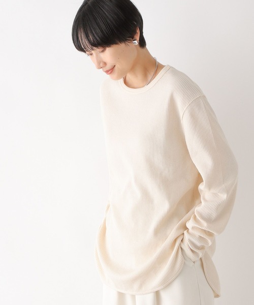 LEPSIM（レプシィム）の「裾ラウンドワッフルプルオーバー　908522（Tシャツ/カットソー・レディース・ホワイト×ブラック/チャコールグレー/ライトグリーン/アイボリー・FREE）」の2枚目の写真