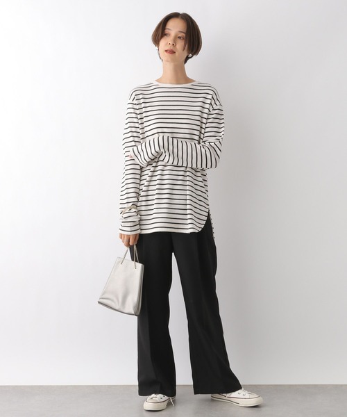 LEPSIM（レプシィム）の「裾ラウンドワッフルプルオーバー　908522（Tシャツ/カットソー・レディース・ホワイト×ブラック/チャコールグレー/ライトグリーン/アイボリー・FREE）」の9枚目の写真