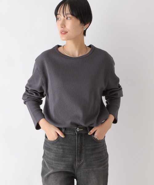 LEPSIM（レプシィム）の「裾ラウンドワッフルプルオーバー　908522（Tシャツ/カットソー・レディース・ホワイト×ブラック/チャコールグレー/ライトグリーン/アイボリー・FREE）」の11枚目の写真