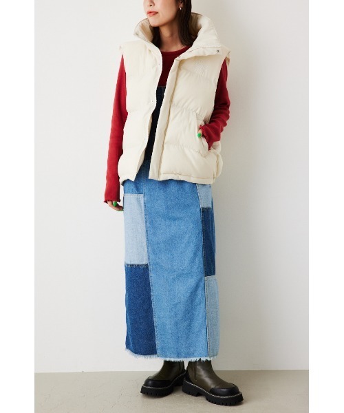 RODEO CROWNS WIDE BOWL(ロデオクラウンズワイドボウル)の「スタンドネック PUFF ベスト(ダウンベスト・レディース・アイボリー/ネイビー/オレンジ・FREE)」の13枚目の写真