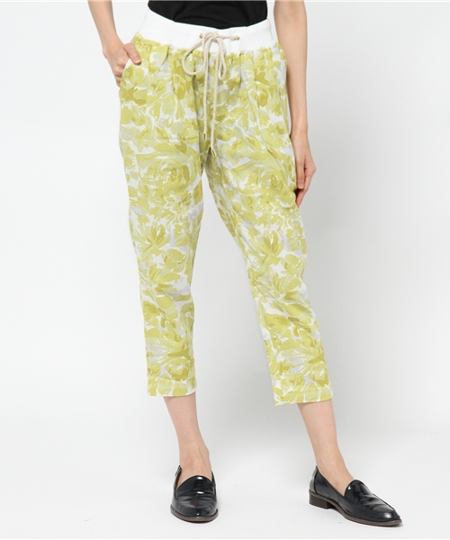 OUTLET（アウトレット）の「【CIAOPANIC TYPY】フラワープリント麻レーヨンリブパンツ（その他パンツ・レディース・ブラック/イエロー・SMALL/MEDIUM/LARGE）」の2枚目の写真