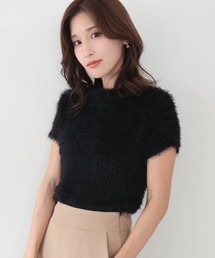 シャギーショートスリーブニット