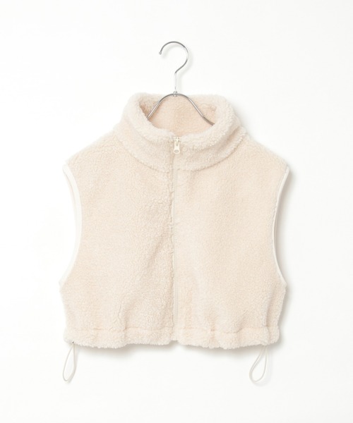 notch.（ノッチ）の「ボアショートベスト（ダウンベスト・レディース・ブラック/オフホワイト/グレー・M）」の19枚目の写真