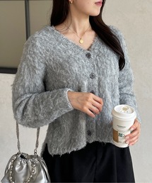 シャギーVネックカーディガン