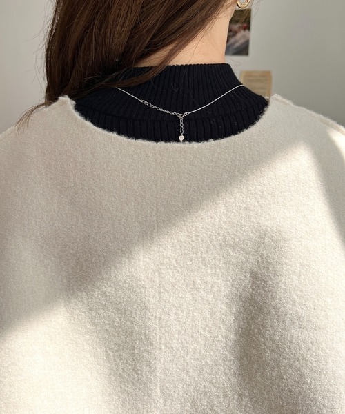 moment+（モーメントプラス）の「リングフェイクウールリバーシブルミドルコート（ノーカラーコート・レディース・グレー/アイボリー/グレイッシュベージュ/ブラック/カーキ・M）」の19枚目の写真