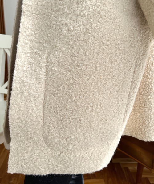 moment+（モーメントプラス）の「リングフェイクウールリバーシブルミドルコート（ノーカラーコート・レディース・グレー/アイボリー/グレイッシュベージュ/ブラック/カーキ・M）」の22枚目の写真