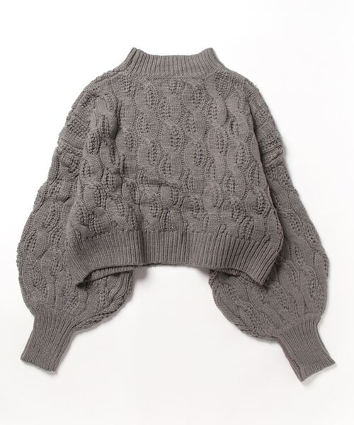 Settimissimo(セッティミッシモ)の「ボリュームスリーブミックスケーブルニット(ニット/セーター・レディース・グレー/ベージュ・FREE)」の3枚目の写真