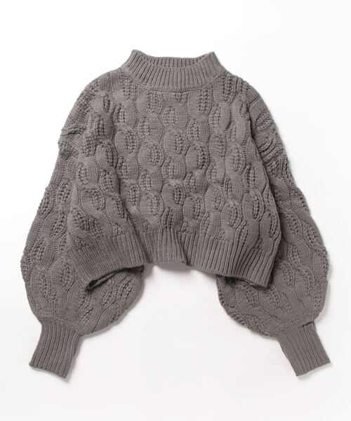 Settimissimo(セッティミッシモ)の「ボリュームスリーブミックスケーブルニット(ニット/セーター・レディース・グレー/ベージュ・FREE)」の20枚目の写真