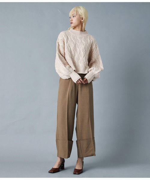 Settimissimo(セッティミッシモ)の「ボリュームスリーブミックスケーブルニット(ニット/セーター・レディース・グレー/ベージュ・FREE)」の10枚目の写真