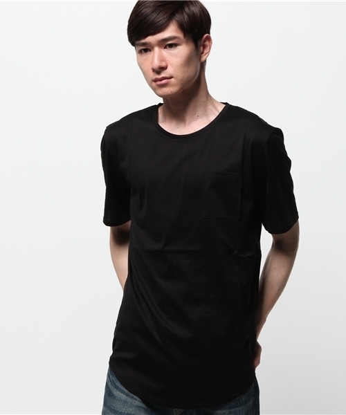 KATHARINE HAMNETT LONDON (キャサリンハムネットロンドン)の「ROUND LENGTH SHORT SLEEVE / ラウンドレングスショートスリーブTシャツ(Tシャツ/カットソー・メンズ・ブラック/ホワイト・SMALL/X-LARGE/LARGE/MEDIUM)」の1枚目の写真