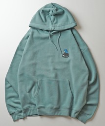 ガールイラストワンポイント刺繍 ビッグシルエット 裏起毛プルオーバーパーカー フーディー カットソー ユニセックス【ILL'S】