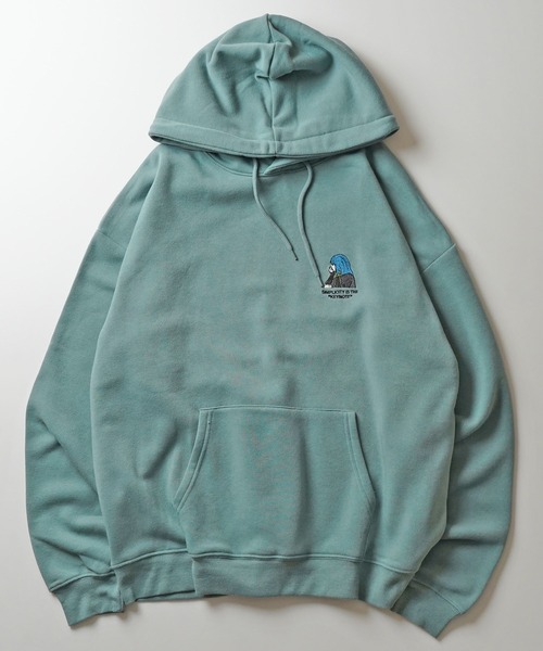 ILL'S(イルズ)の「ガールイラストワンポイント刺繍 ビッグシルエット 裏起毛プルオーバーパーカー フーディー カットソー ユニセックス【ILL'S】(パーカー・メンズ・ブルー系その他/杢グレー/ミント/チャコールグレー/ホワイト系その他/ブラック系その他/グレー系その他2/グリーン系その他2/グレー系2・XL/M/L)」の1枚目の写真