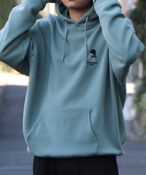 ILL'S(イルズ)の「ガールイラストワンポイント刺繍 ビッグシルエット 裏起毛プルオーバーパーカー フーディー カットソー ユニセックス【ILL'S】(パーカー・メンズ・ブルー系その他/杢グレー/ミント/チャコールグレー/ホワイト系その他/ブラック系その他/グレー系その他2/グリーン系その他2/グレー系2・XL/M/L)」の21枚目の写真