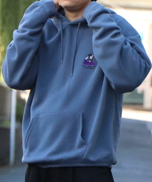 ILL'S(イルズ)の「ガールイラストワンポイント刺繍 ビッグシルエット 裏起毛プルオーバーパーカー フーディー カットソー ユニセックス【ILL'S】(パーカー・メンズ・ブルー系その他/杢グレー/ミント/チャコールグレー/ホワイト系その他/ブラック系その他/グレー系その他2/グリーン系その他2/グレー系2・XL/M/L)」の10枚目の写真