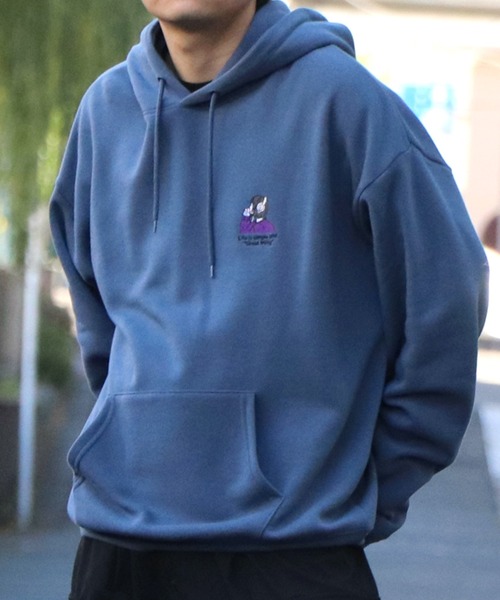 ILL'S(イルズ)の「ガールイラストワンポイント刺繍 ビッグシルエット 裏起毛プルオーバーパーカー フーディー カットソー ユニセックス【ILL'S】(パーカー・メンズ・ブルー系その他/杢グレー/ミント/チャコールグレー/ホワイト系その他/ブラック系その他/グレー系その他2/グリーン系その他2/グレー系2・XL/M/L)」の11枚目の写真