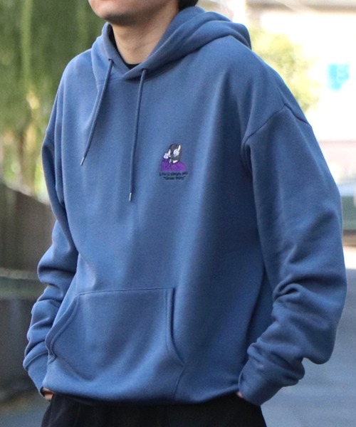 ILL'S(イルズ)の「ガールイラストワンポイント刺繍 ビッグシルエット 裏起毛プルオーバーパーカー フーディー カットソー ユニセックス【ILL'S】(パーカー・メンズ・ブルー系その他/杢グレー/ミント/チャコールグレー/ホワイト系その他/ブラック系その他/グレー系その他2/グリーン系その他2/グレー系2・XL/M/L)」の13枚目の写真