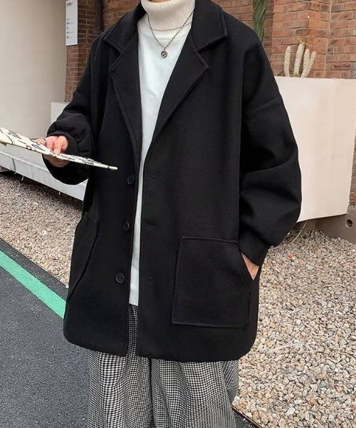 MGV（エムジーヴィー）の「オーバーサイズチェスターコート（チェスターコート・メンズ・アイボリー/グリーン/ブラック・LARGE/X-LARGE/MEDIUM）」の4枚目の写真