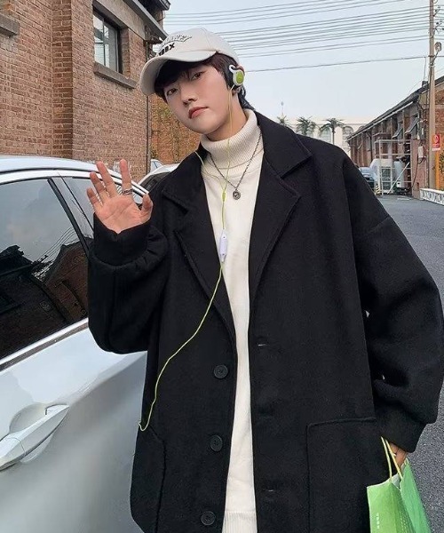 MGV（エムジーヴィー）の「オーバーサイズチェスターコート（チェスターコート・メンズ・アイボリー/グリーン/ブラック・LARGE/X-LARGE/MEDIUM）」の5枚目の写真