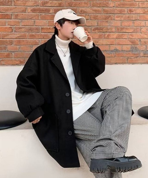 MGV（エムジーヴィー）の「オーバーサイズチェスターコート（チェスターコート・メンズ・アイボリー/グリーン/ブラック・LARGE/X-LARGE/MEDIUM）」の7枚目の写真