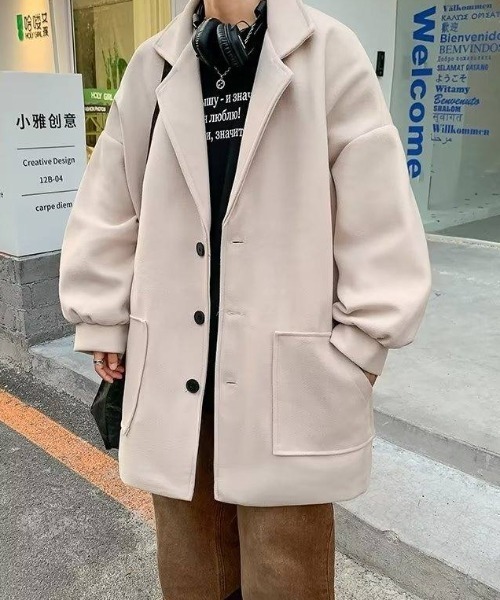 MGV（エムジーヴィー）の「オーバーサイズチェスターコート（チェスターコート・メンズ・アイボリー/グリーン/ブラック・LARGE/X-LARGE/MEDIUM）」の9枚目の写真