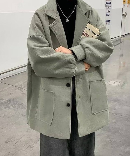 MGV（エムジーヴィー）の「オーバーサイズチェスターコート（チェスターコート・メンズ・アイボリー/グリーン/ブラック・LARGE/X-LARGE/MEDIUM）」の12枚目の写真