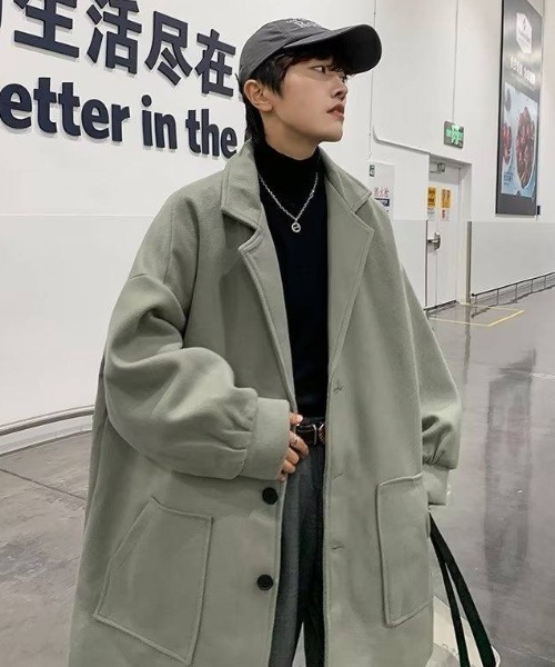 MGV（エムジーヴィー）の「オーバーサイズチェスターコート（チェスターコート・メンズ・アイボリー/グリーン/ブラック・LARGE/X-LARGE/MEDIUM）」の16枚目の写真