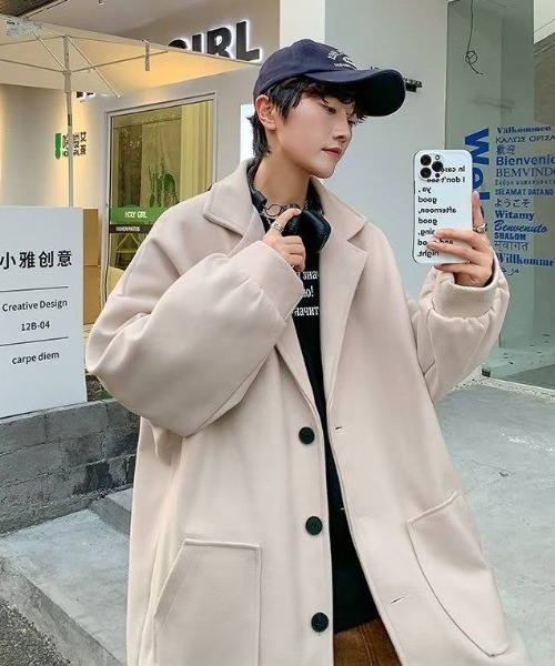 MGV（エムジーヴィー）の「オーバーサイズチェスターコート（チェスターコート・メンズ・アイボリー/グリーン/ブラック・LARGE/X-LARGE/MEDIUM）」の18枚目の写真