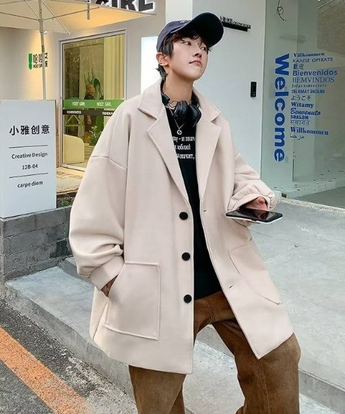 MGV（エムジーヴィー）の「オーバーサイズチェスターコート（チェスターコート・メンズ・アイボリー/グリーン/ブラック・LARGE/X-LARGE/MEDIUM）」の20枚目の写真