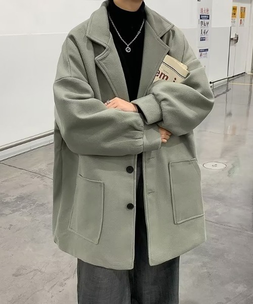 MGV（エムジーヴィー）の「オーバーサイズチェスターコート（チェスターコート・メンズ・アイボリー/グリーン/ブラック・LARGE/X-LARGE/MEDIUM）」の21枚目の写真