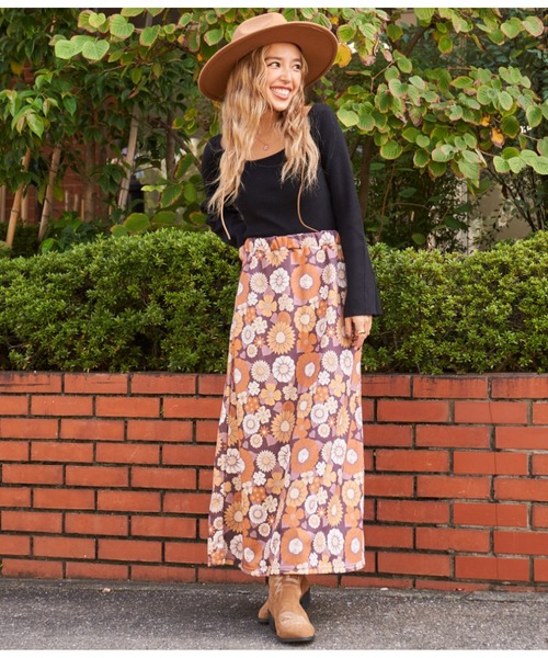 anap mimpi（アナップミンピ）の「レトロフラワー 裏毛 セミフレア スカート（スカート・レディース・ベージュ系その他/ダークグレー・FREE）」の19枚目の写真