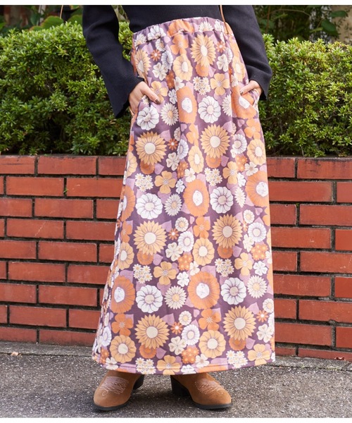 anap mimpi（アナップミンピ）の「レトロフラワー 裏毛 セミフレア スカート（スカート・レディース・ベージュ系その他/ダークグレー・FREE）」の16枚目の写真