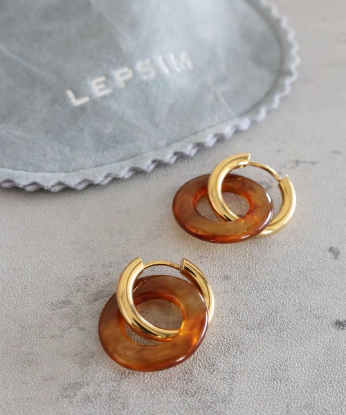 LEPSIM（レプシィム）の「【MIXステンレス】カラーピアス　993778（ピアス（両耳用）・レディース・ブラウン/オフホワイト/ブラック/ブラック系その他・ONE SIZE）」の4枚目の写真