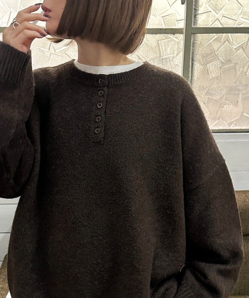 apres jour mignon（アプレジュールミニョン）の「ヘンリーニット【ZOZOTOWN限定アイテム】（ニット/セーター・レディース・ブラック/アイボリー/チャコールグレー/ベージュ/レッド/ブラウン系その他・フリー/X-LARGE）」の4枚目の写真